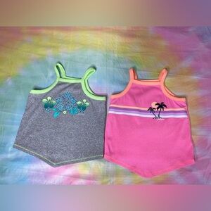 Justice Girls Sleeveless Bandana Tank Bundle- Gray and Pink